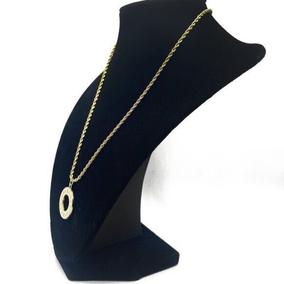 Authentic Louis Vuitton LV Charm Round Pendant White Necklace Gold Plated Chain - Picture 5 of 9